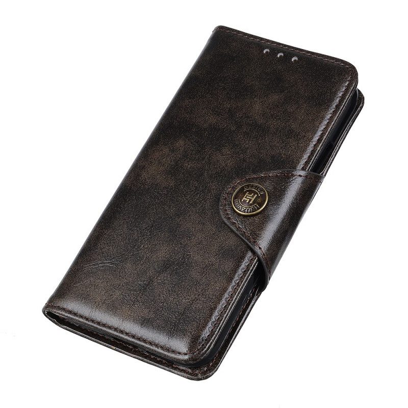 Custodia in pelle Xiaomi Redmi Note 11 Pro Plus 5G Bottone In Similpelle Verniciata Khazneh
