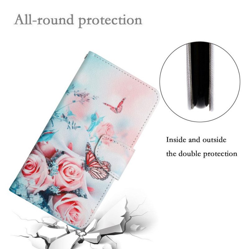 Custodia in pelle Xiaomi Redmi Note 11 Pro Plus 5G Bouquet Di Fiori E Farfalle