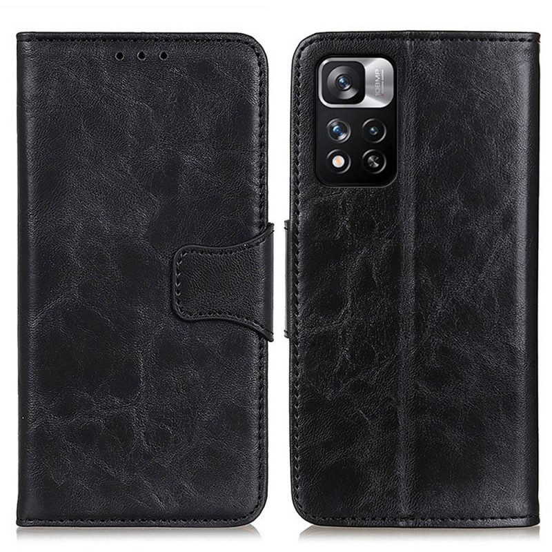Custodia in pelle Xiaomi Redmi Note 11 Pro Plus 5G Chiusura Reversibile In Pelle Crosta