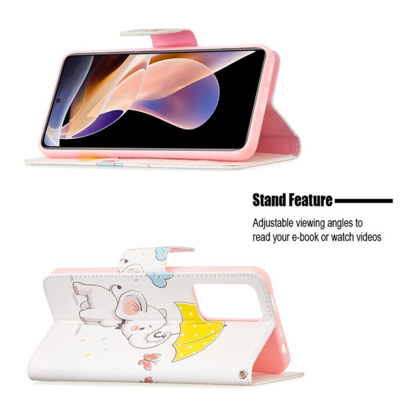 Custodia in pelle Xiaomi Redmi Note 11 Pro Plus 5G Cucciolo Di Elefante