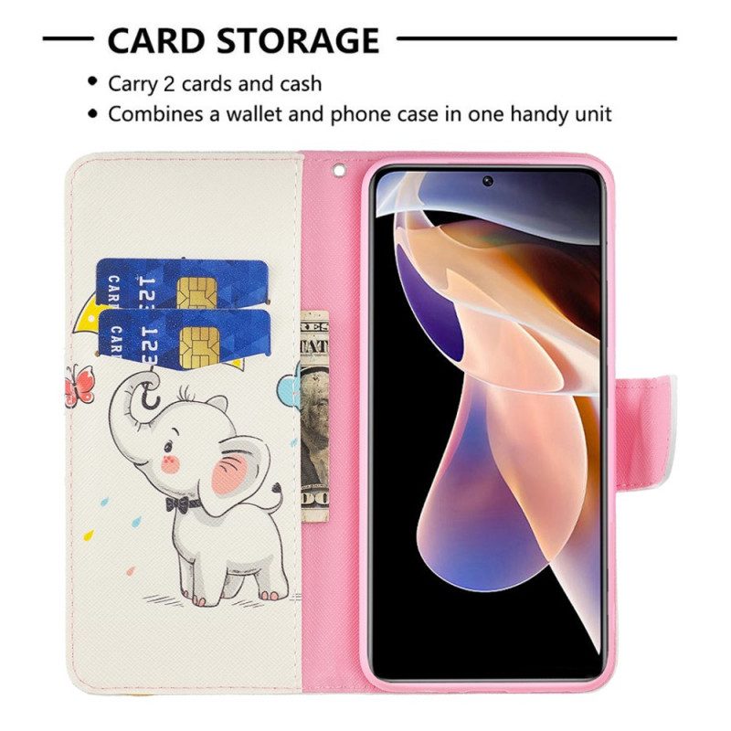 Custodia in pelle Xiaomi Redmi Note 11 Pro Plus 5G Cucciolo Di Elefante