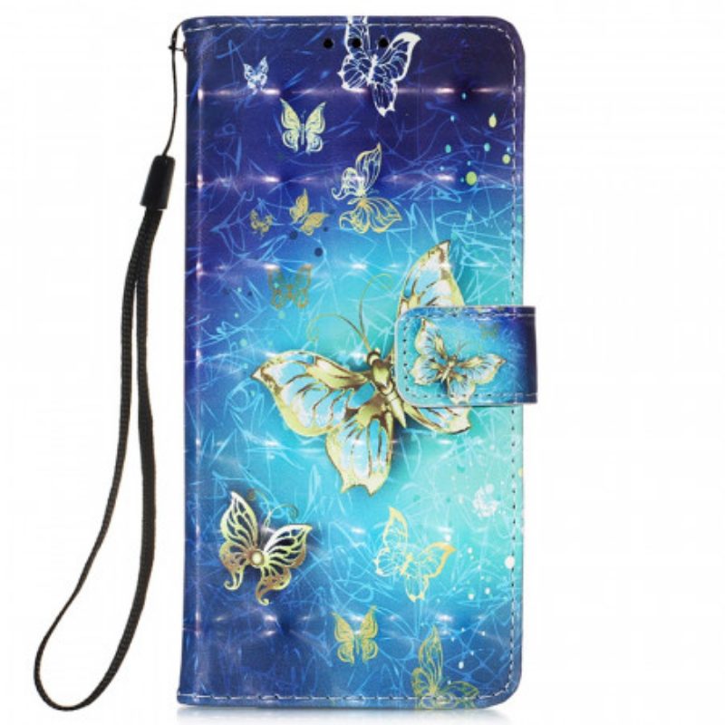 Custodia in pelle Xiaomi Redmi Note 11 Pro Plus 5G Farfalle Dorate