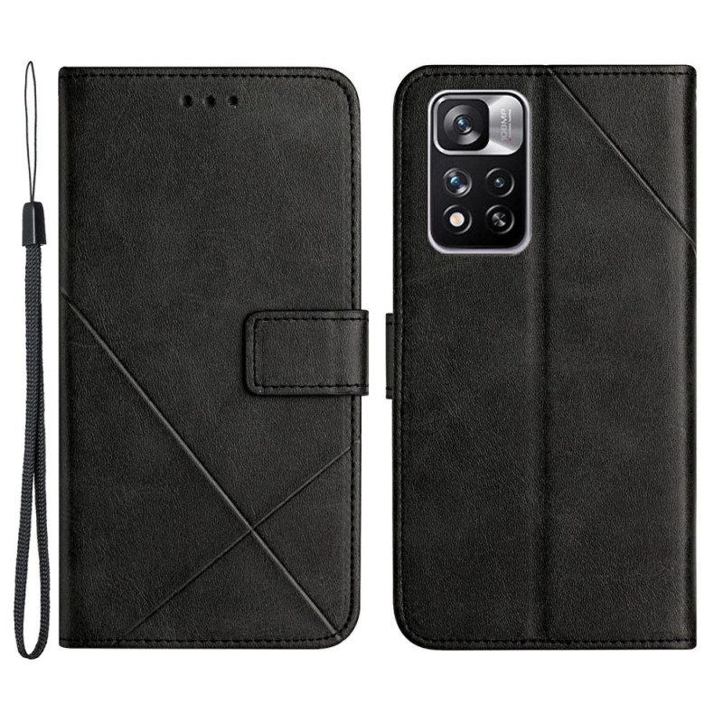 Custodia in pelle Xiaomi Redmi Note 11 Pro Plus 5G Linee Di Cinturino Effetto Pelle
