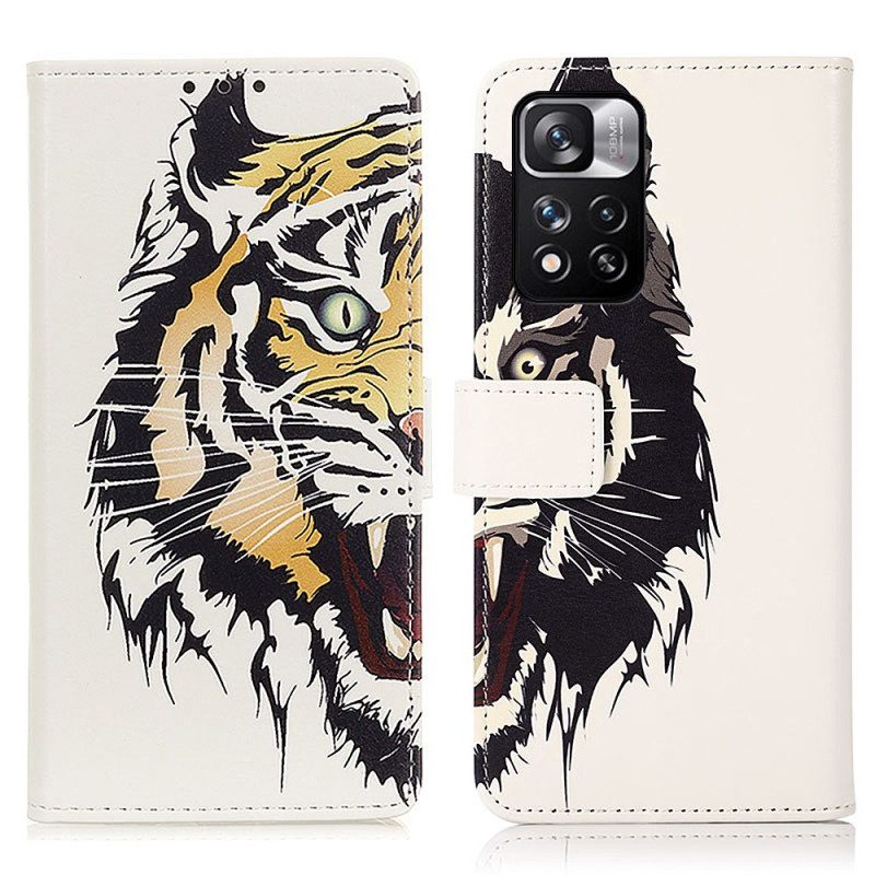 Custodia in pelle Xiaomi Redmi Note 11 Pro Plus 5G Tigre Feroce