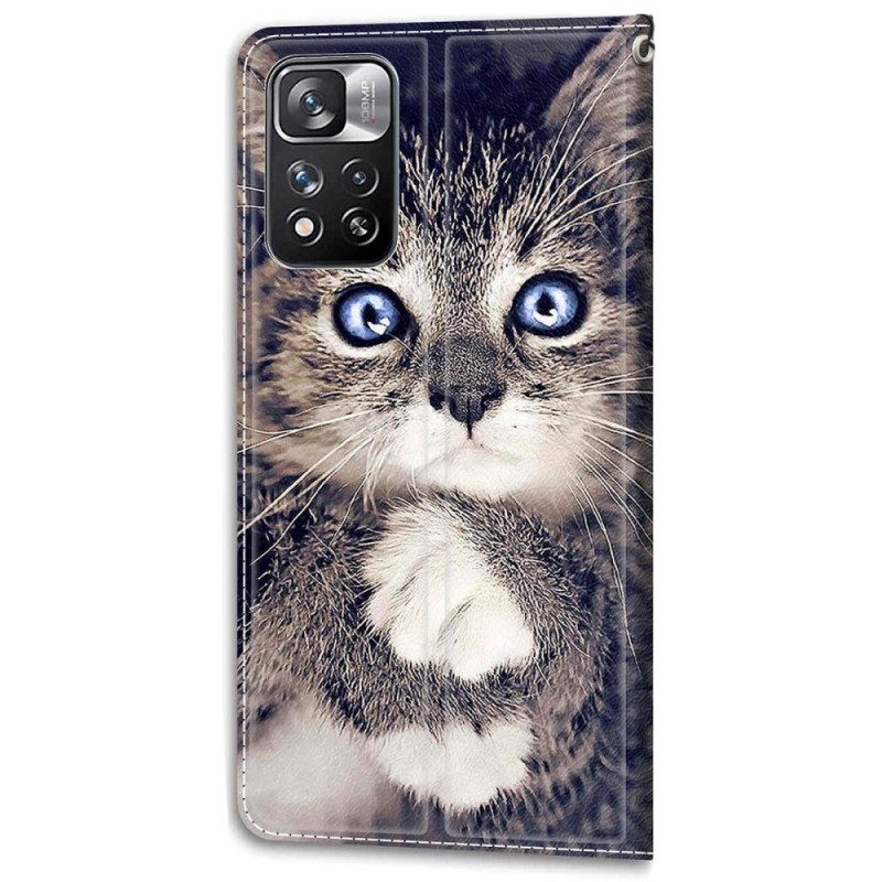 Custodia in pelle Xiaomi Redmi Note 11 Pro Plus 5G Ventaglio Gatto Perizoma