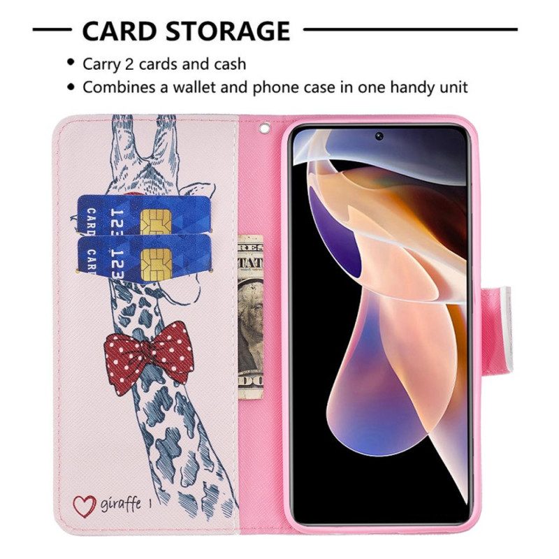 Folio Cover Xiaomi Redmi Note 11 Pro Plus 5G Giraffa Intelligente