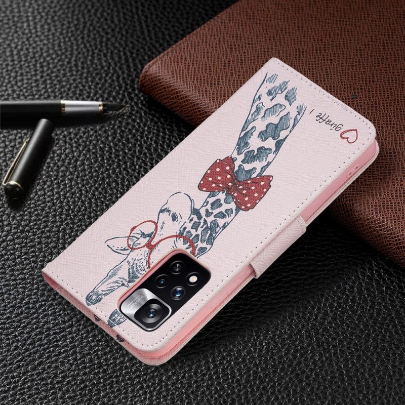 Folio Cover Xiaomi Redmi Note 11 Pro Plus 5G Giraffa Intelligente