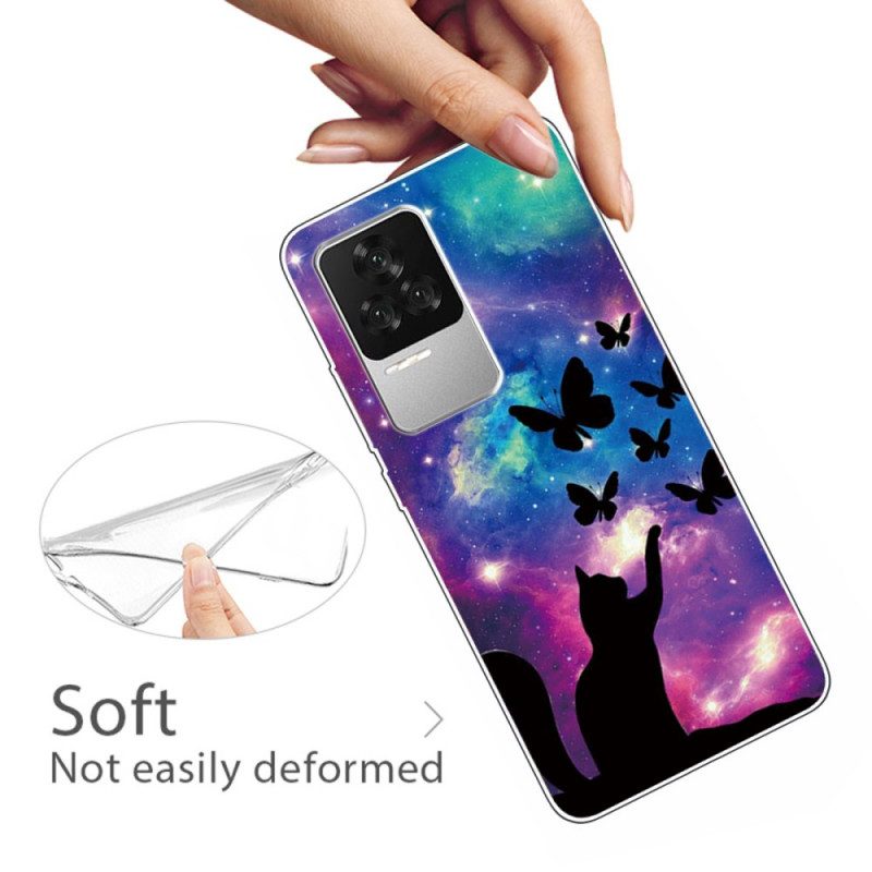 Cover Poco F4 Silicone Gatto Spaziale