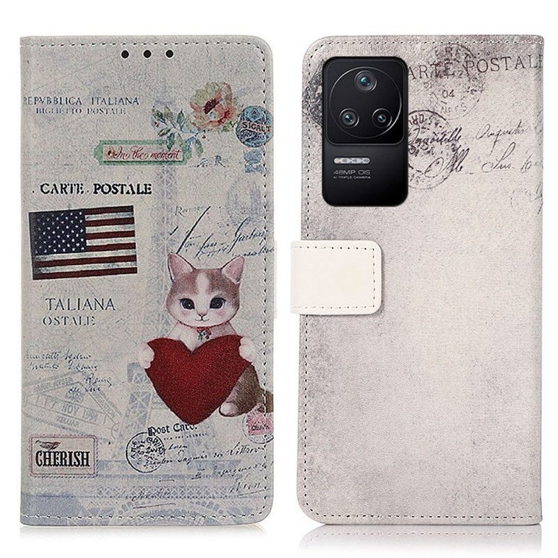 Folio Cover Poco F4 Gatto Viaggiatore