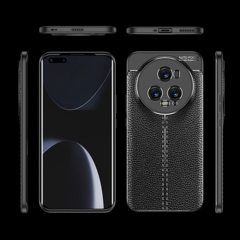 Cover Honor Magic 5 Pro Doppia Linea Litchi Effetto Pelle