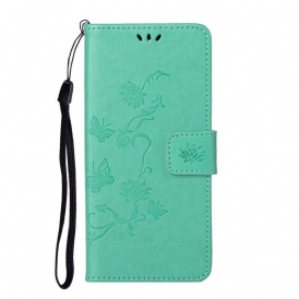 Custodia in pelle Honor 10X Lite Perizoma Farfalle E Fiori