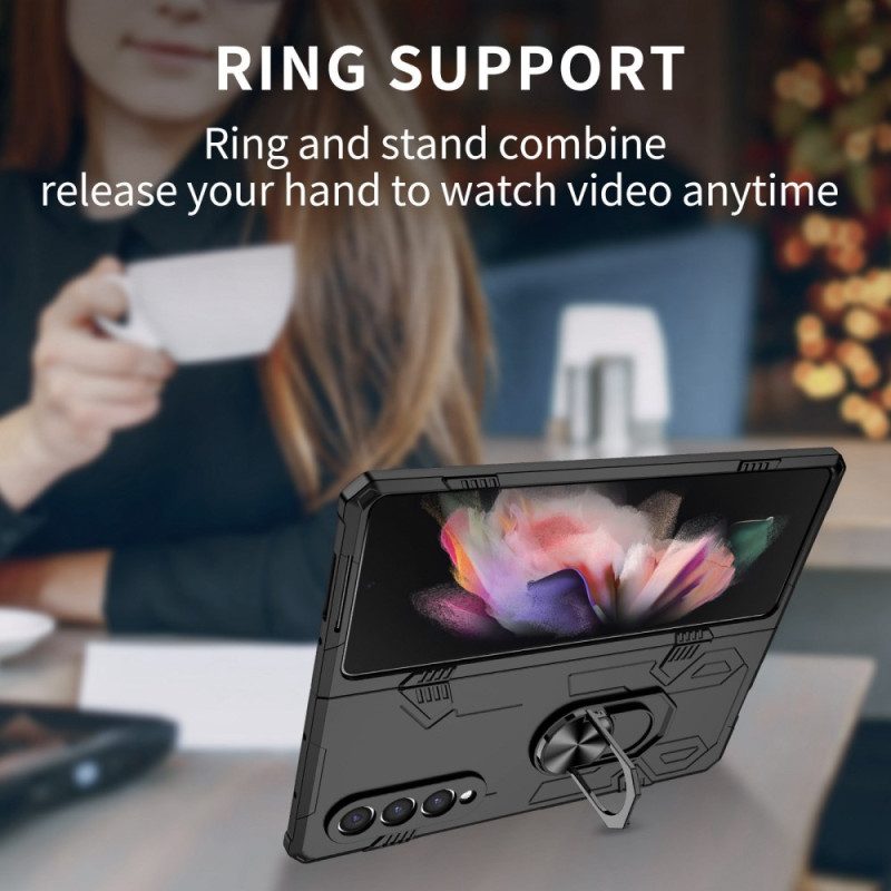 Cover Samsung Galaxy Z Fold 4 Bimateriale E Anello Rotante