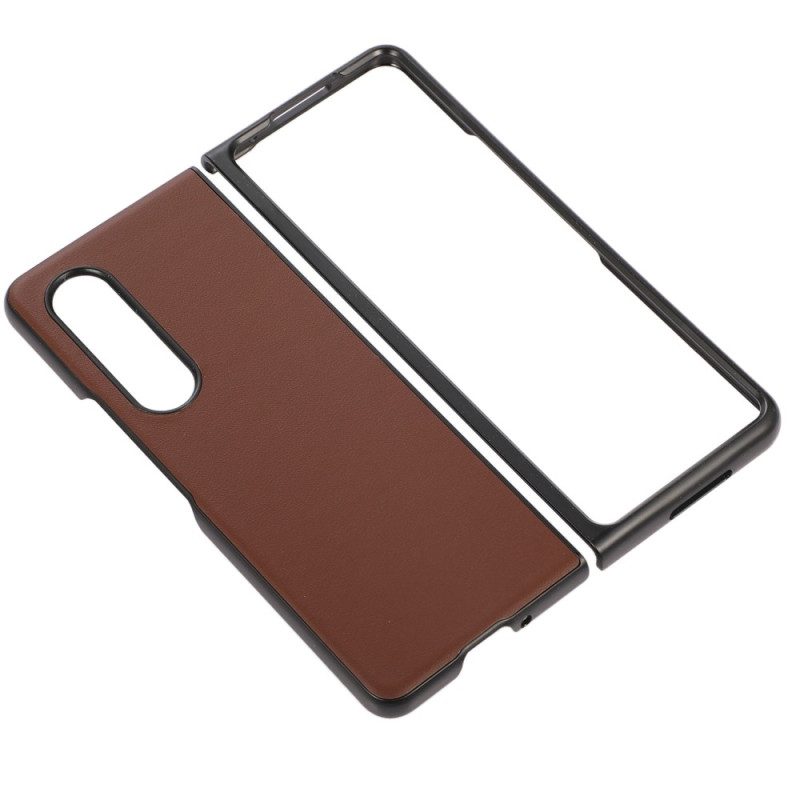 Cover Samsung Galaxy Z Fold 4 Rivestito In Vera Pelle Classica