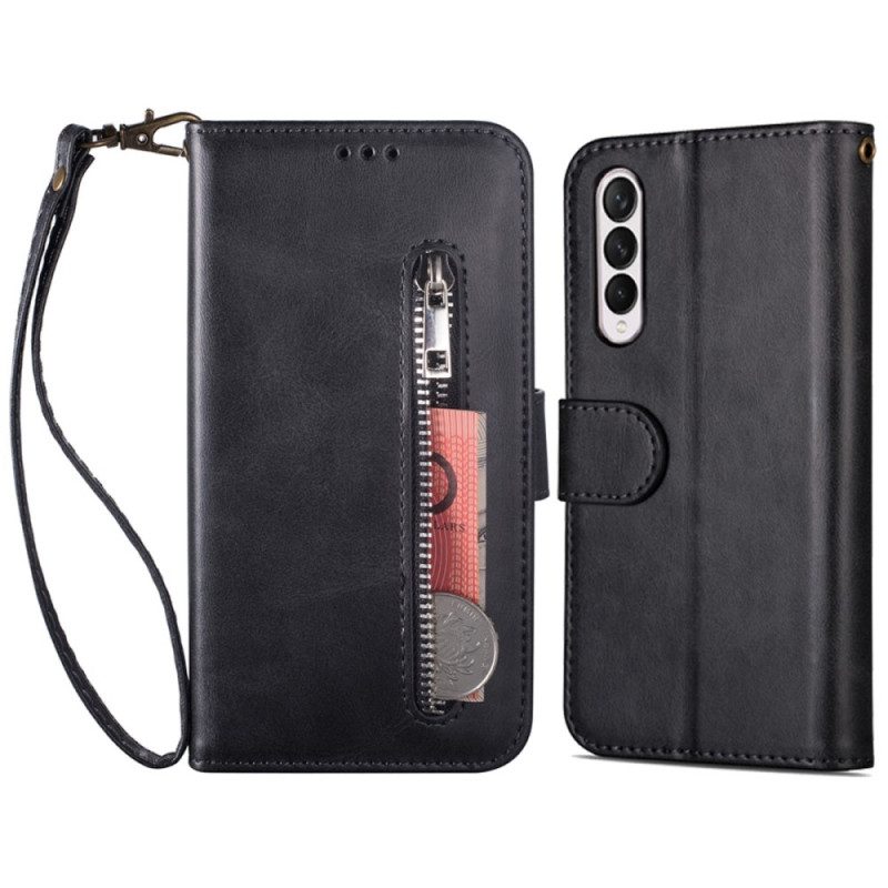 Custodia A Portafoglio Samsung Galaxy Z Fold 4 Glamour Con Il Cinturino