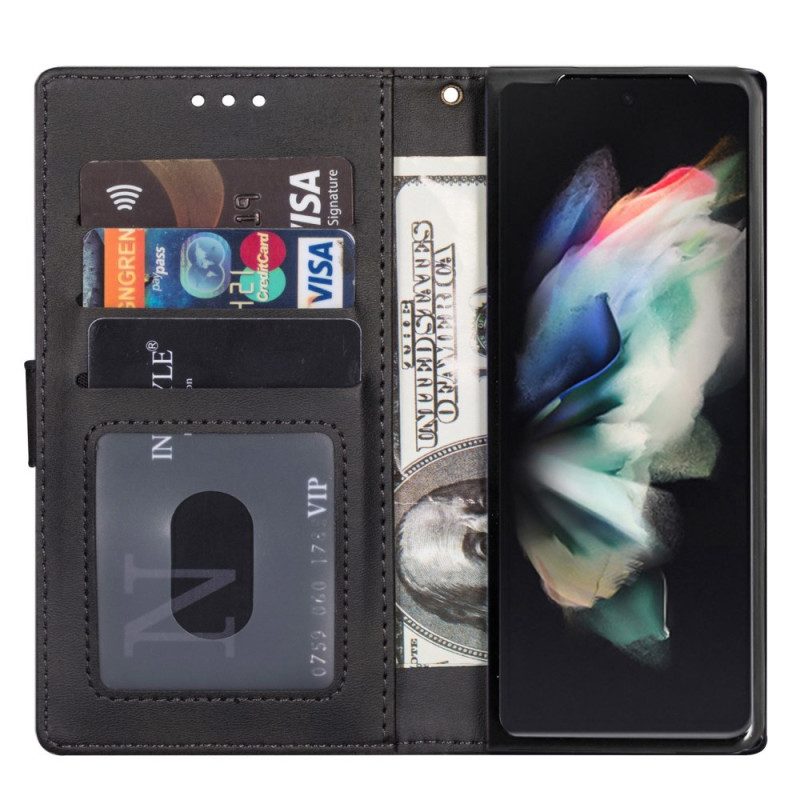 Custodia A Portafoglio Samsung Galaxy Z Fold 4 Glamour Con Il Cinturino