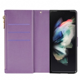 Custodia A Portafoglio Samsung Galaxy Z Fold 4 Ultra Paillettes Con Cinturino