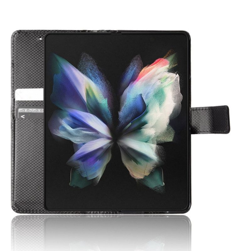 Custodia in pelle Samsung Galaxy Z Fold 4 Cinturino Diamantato