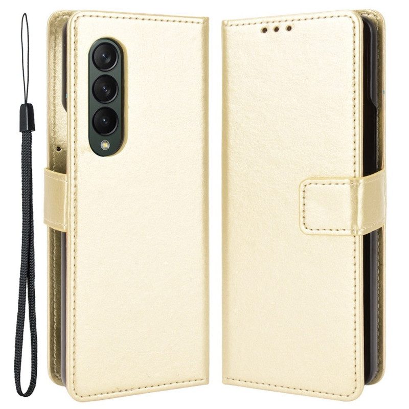 Custodia in pelle Samsung Galaxy Z Fold 4 Classica Ecopelle Liscia Con Cinghie