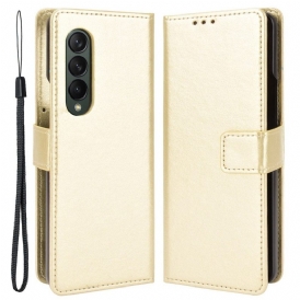 Custodia in pelle Samsung Galaxy Z Fold 4 Classica Ecopelle Liscia Con Cinghie