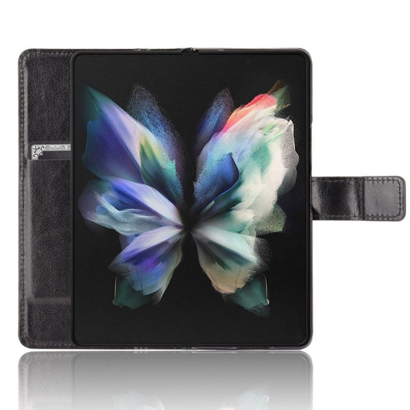 Custodia in pelle Samsung Galaxy Z Fold 4 Classica Ecopelle Liscia Con Cinghie