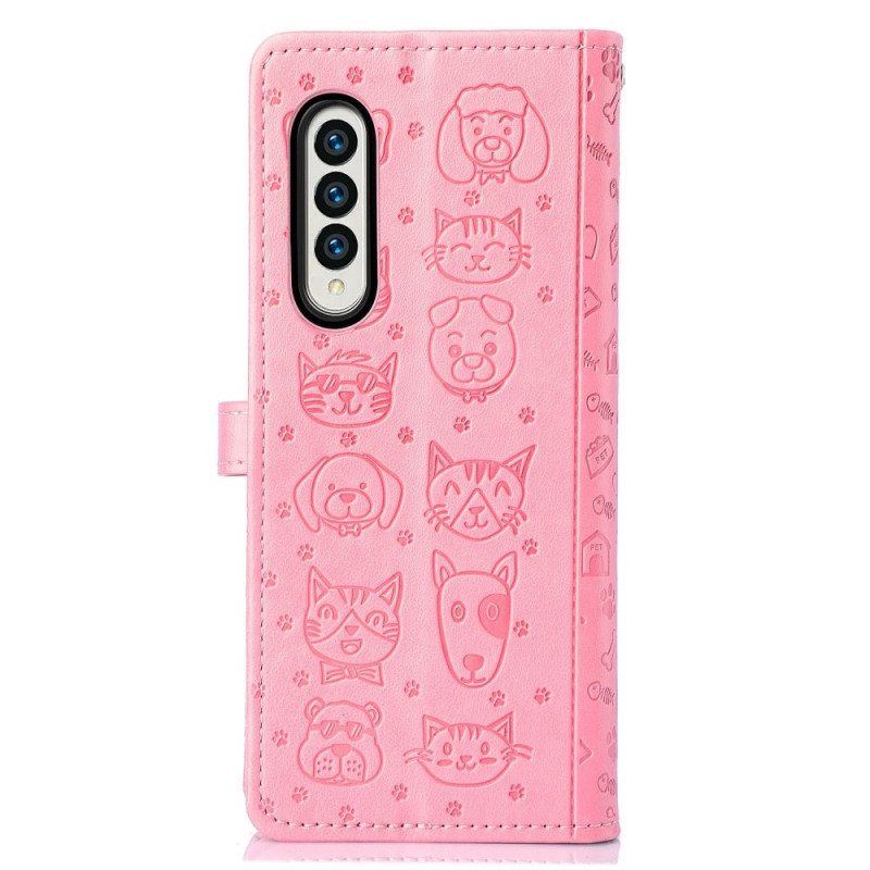 Custodia in pelle Samsung Galaxy Z Fold 4 Come Cane E Gatto