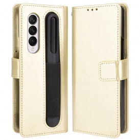 Custodia in pelle Samsung Galaxy Z Fold 4 Strappy Affari Retrò
