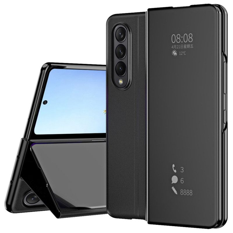 Folio Cover Samsung Galaxy Z Fold 4 Custodia in pelle Specchio E Trasparenza