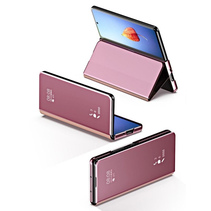 Folio Cover Samsung Galaxy Z Fold 4 Custodia in pelle Specchio E Trasparenza