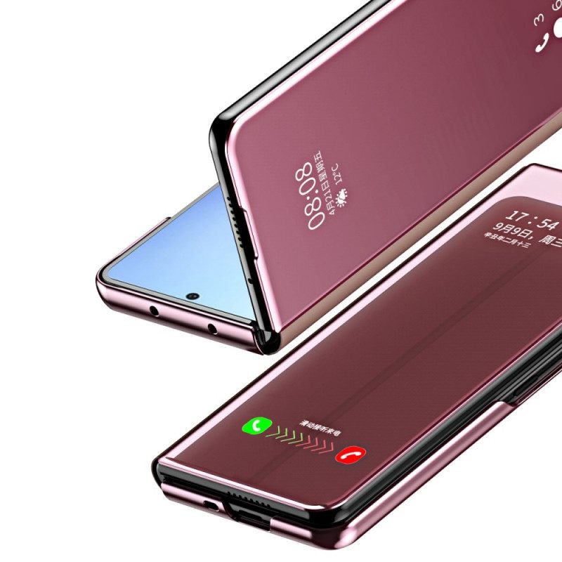 Folio Cover Samsung Galaxy Z Fold 4 Custodia in pelle Specchio E Trasparenza