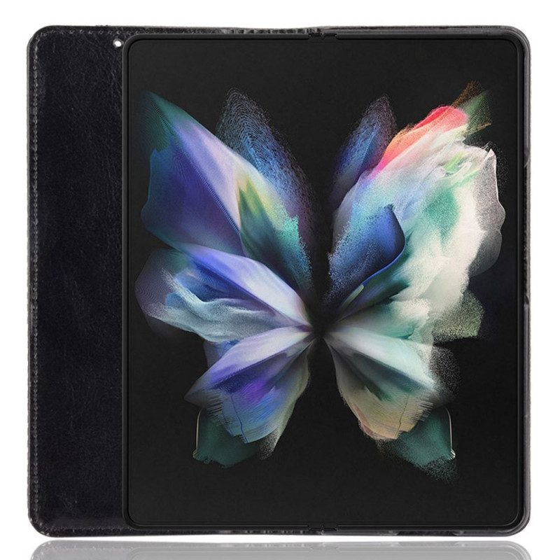 Folio Cover Samsung Galaxy Z Fold 4 Custodia in pelle Stoccaggio Penna Retrò