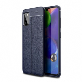 Cover Samsung Galaxy A41 Doppia Linea Litchi Effetto Pelle