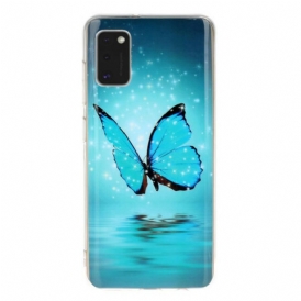 Cover Samsung Galaxy A41 Farfalla Blu Fluorescente