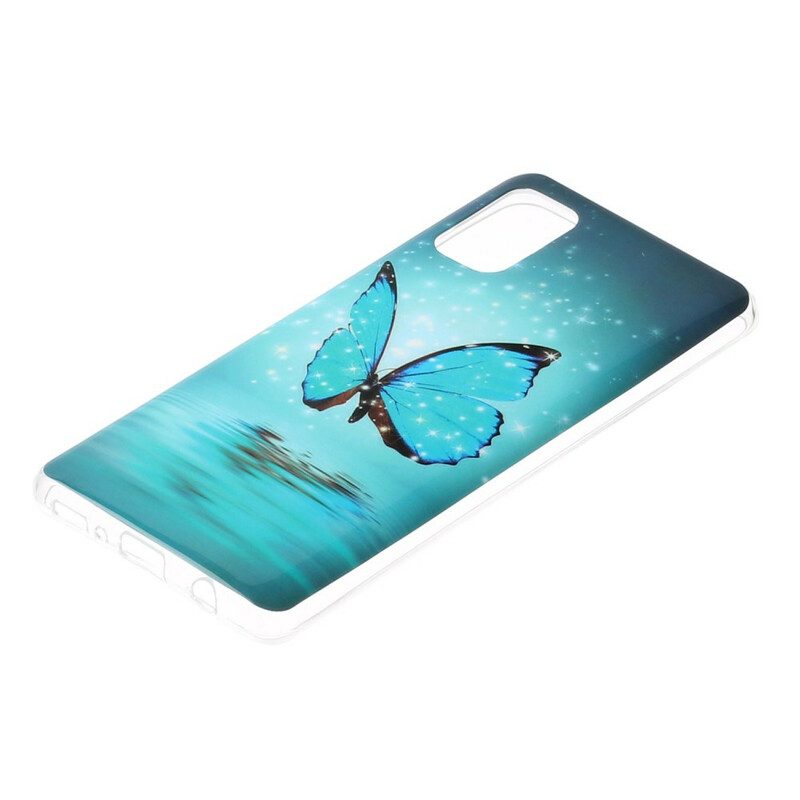 Cover Samsung Galaxy A41 Farfalla Blu Fluorescente