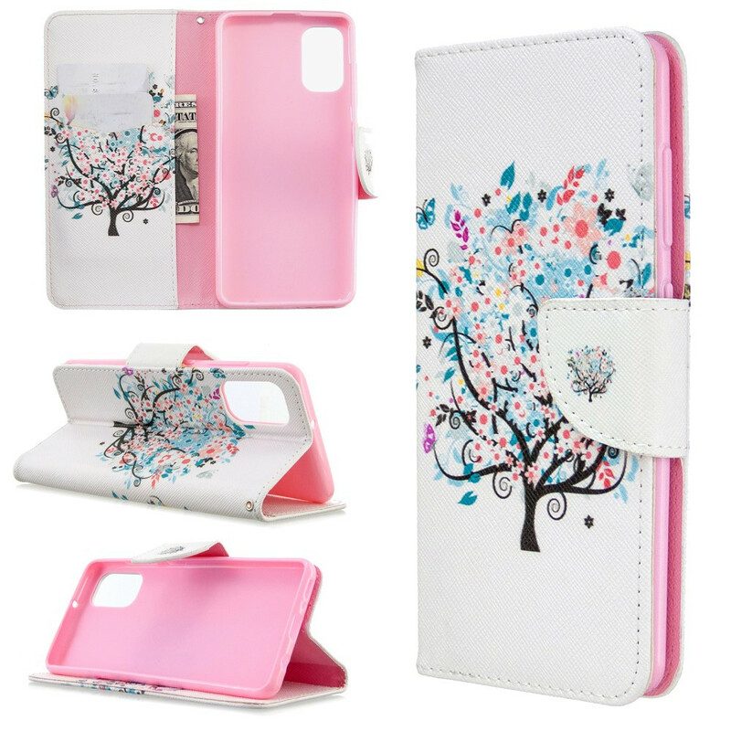 Custodia in pelle Samsung Galaxy A41 Albero Fiorito