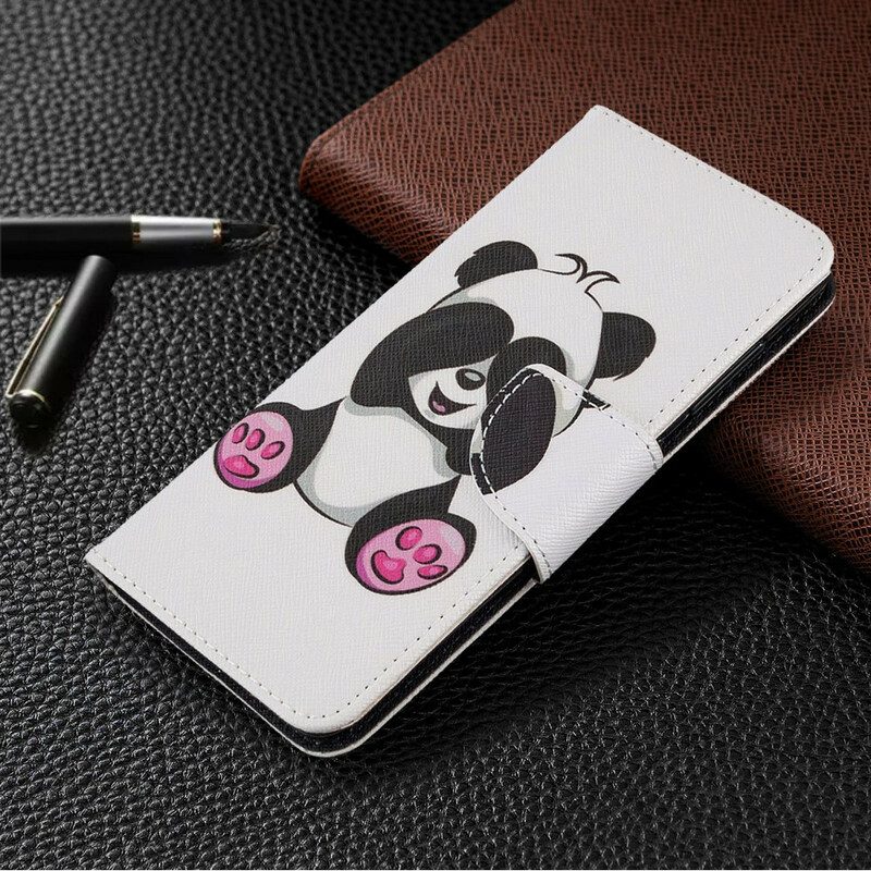 Custodia in pelle Samsung Galaxy A41 Divertimento Panda