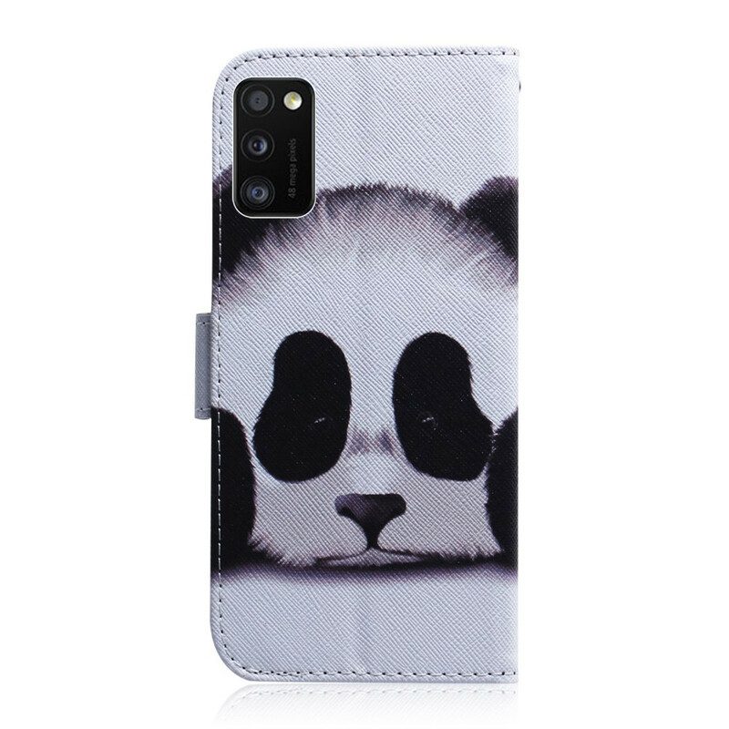 Custodia in pelle Samsung Galaxy A41 Faccia Da Panda