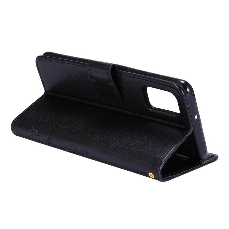 Custodia in pelle Samsung Galaxy A41 Farfalle E Fiori