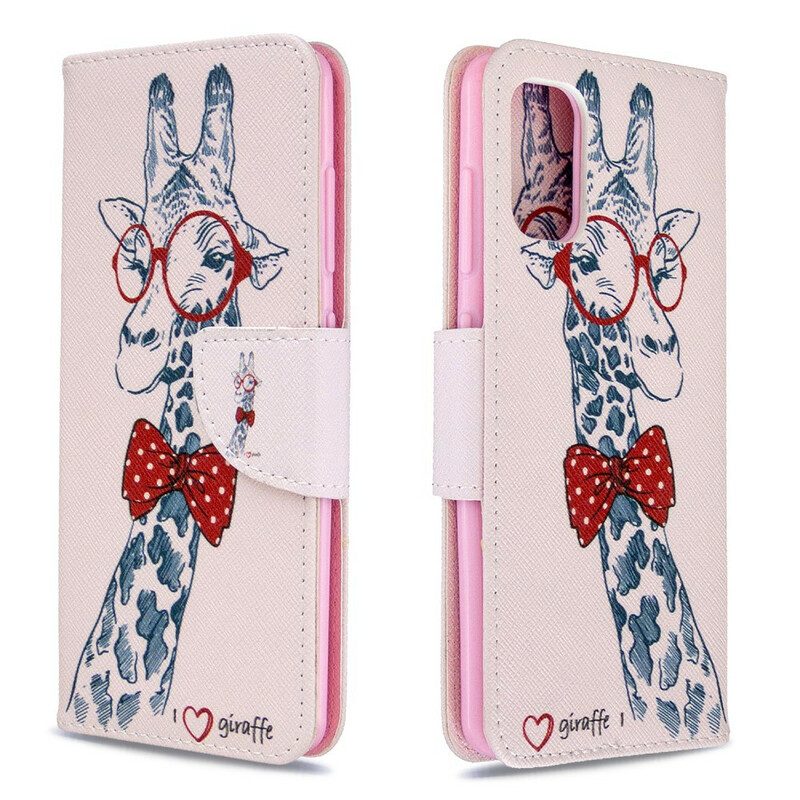 Custodia in pelle Samsung Galaxy A41 Giraffa Intelligente