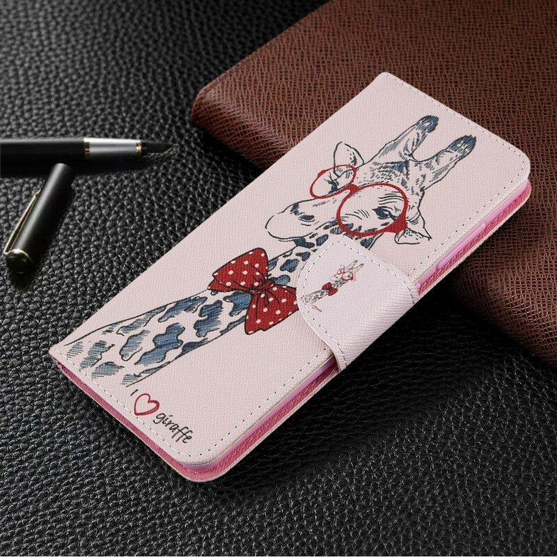 Custodia in pelle Samsung Galaxy A41 Giraffa Intelligente
