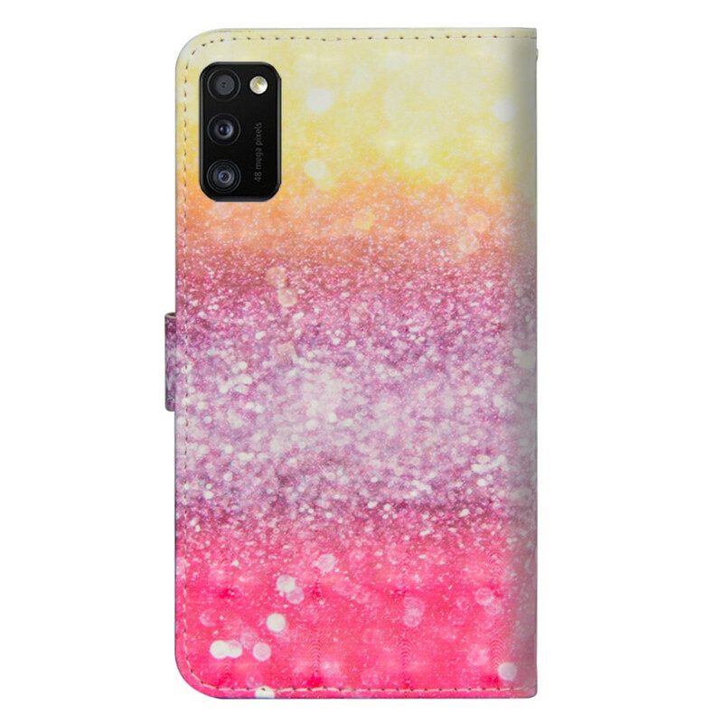 Custodia in pelle Samsung Galaxy A41 Gradiente Glitterato Magenta