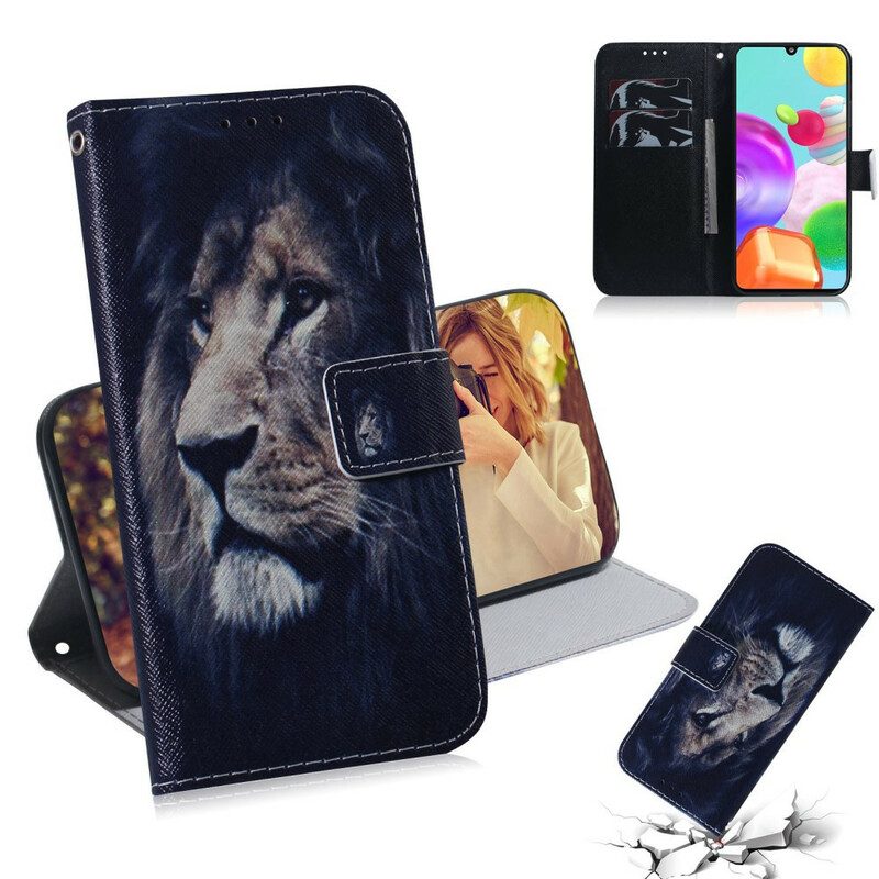 Custodia in pelle Samsung Galaxy A41 Leone Sognante