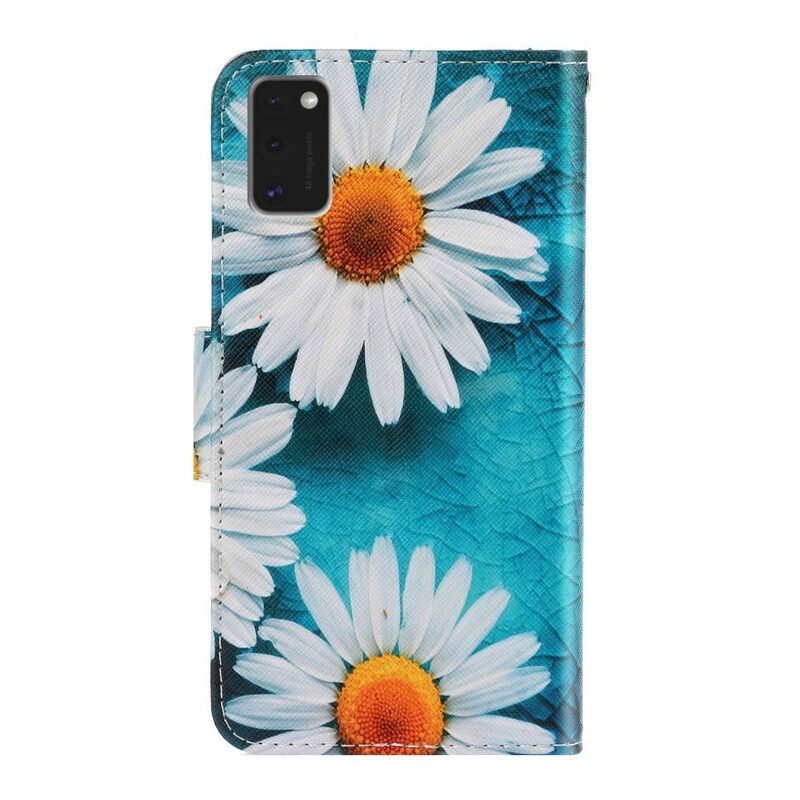 Custodia in pelle Samsung Galaxy A41 Margherite Perizoma