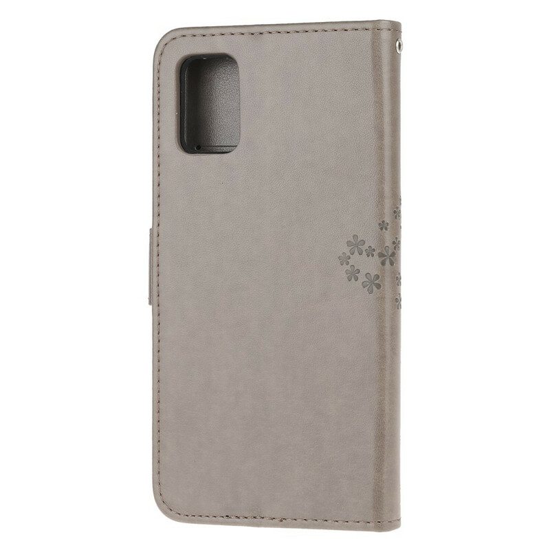 Custodia in pelle Samsung Galaxy A41 Perizoma Albero E Gufi