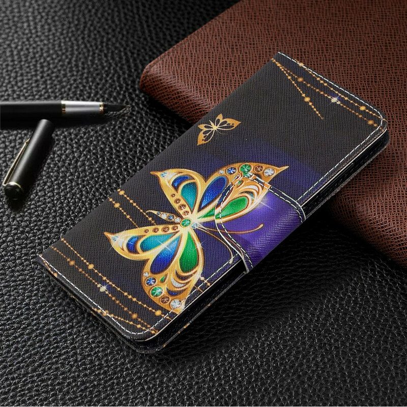 Custodia in pelle Samsung Galaxy A41 Re Farfalle
