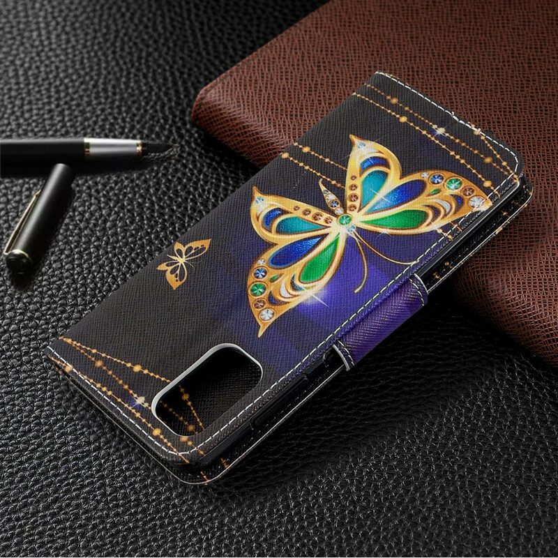 Custodia in pelle Samsung Galaxy A41 Re Farfalle