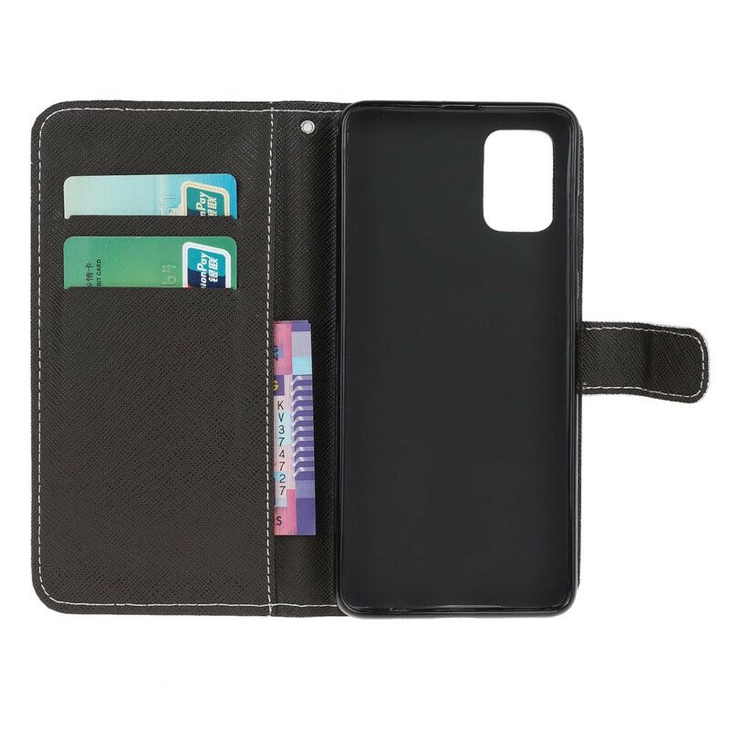 Custodia in pelle Samsung Galaxy A41 Strappy Occhi Di Gatto Nero