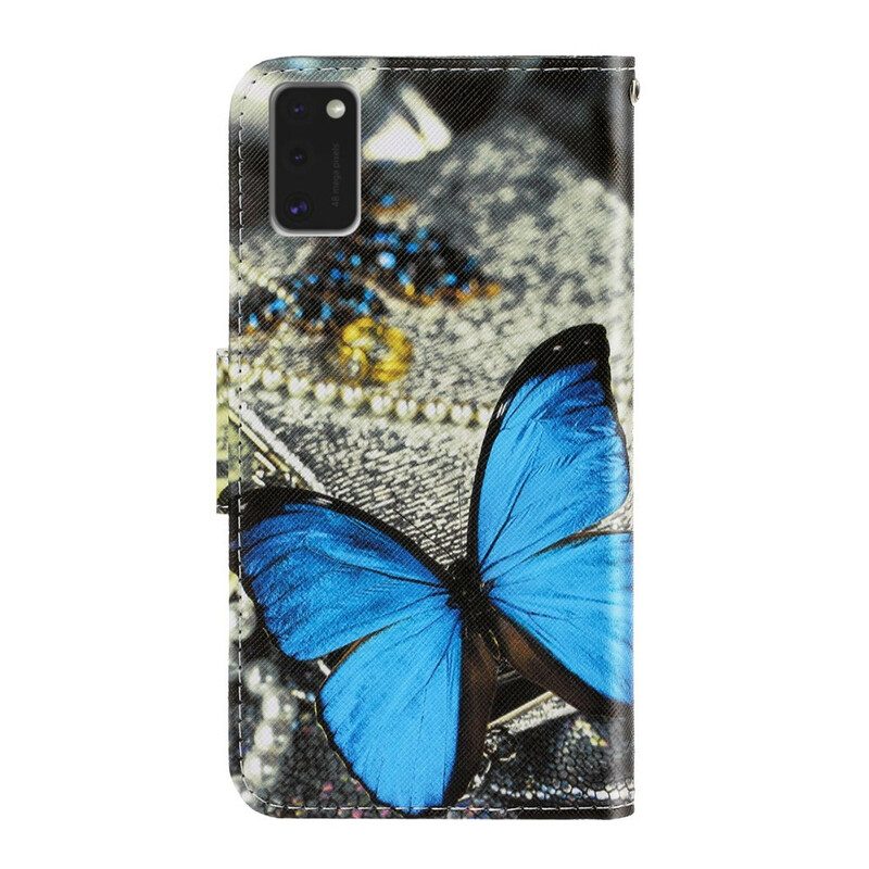 Custodia in pelle Samsung Galaxy A41 Variazioni Cinturino Farfalle
