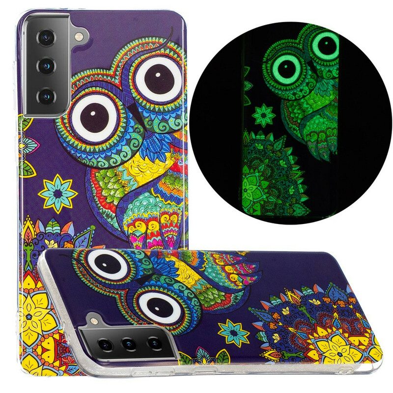 Cover Samsung Galaxy S21 5G Mandala Gufo Fluorescente