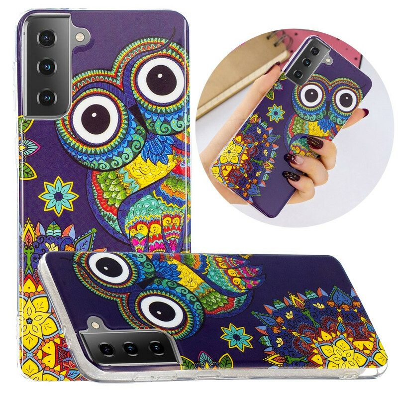 Cover Samsung Galaxy S21 5G Mandala Gufo Fluorescente