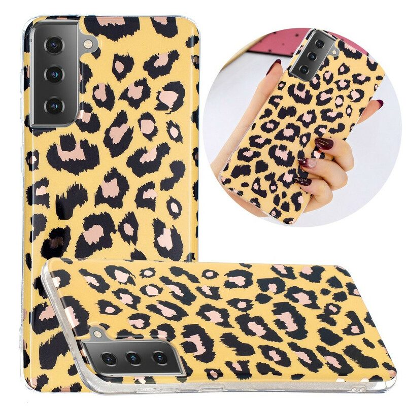 Cover Samsung Galaxy S21 5G Marmo Stile Leopardo